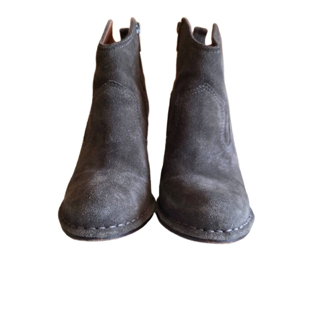FRYE Madeline Short Boot Womens 7.5 Gray Stacked Block Heel Suede Upper Rustic - Picture 9 of 12